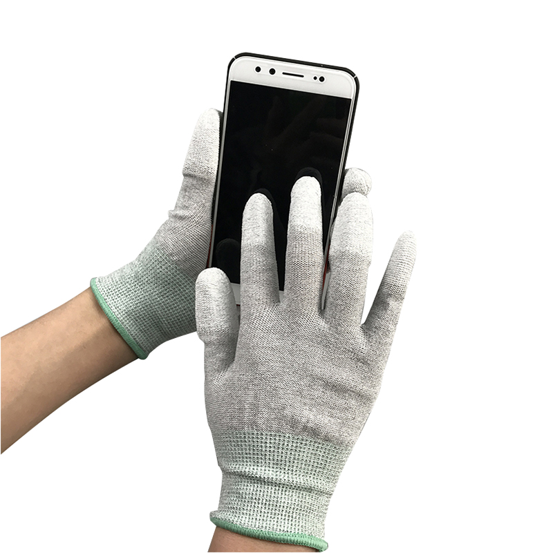 ألياف الكربون نايلون ESD إصبع قفاز مطلي ألياف الكربون نايلون ESD إصبع قفاز مطلي